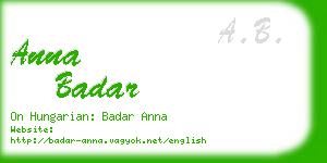 anna badar business card